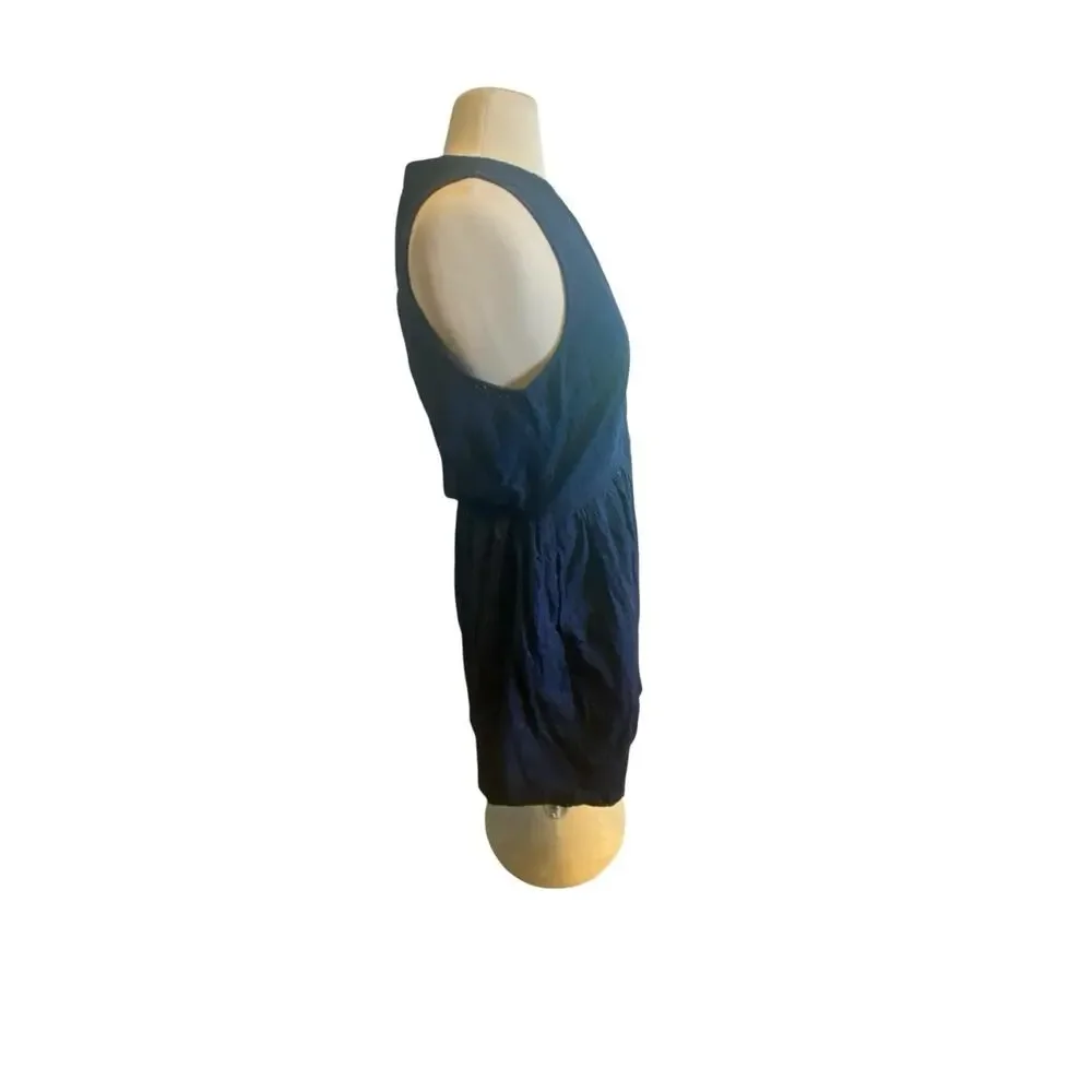 J. Crew Navy Blue Eyelet Shirt Dress Size 8 Sleeveless Summer Fit & Flare - Picture 9 of 16